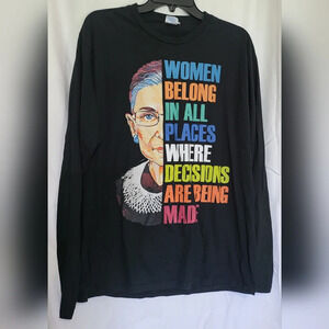 Port & Company Ring Spun‎ 100% Cotton Black Long Sleeve RBG Crewneck Tee, Size L